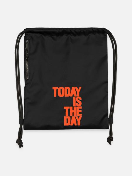 Aujourd’hui est le jour - Sac à cordon en polyester recyclé - noir