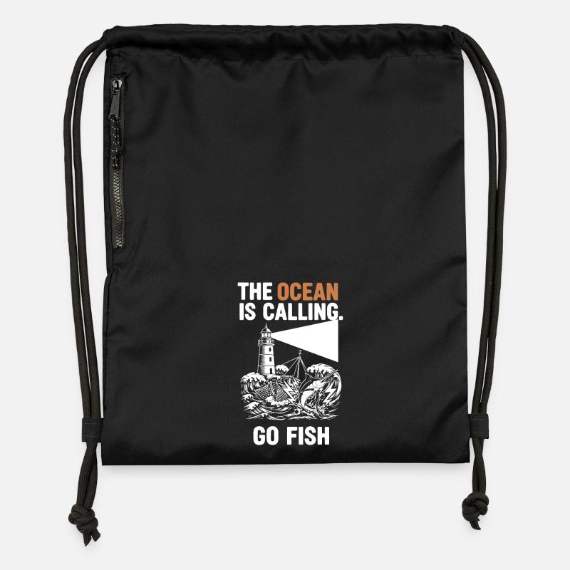 Pêche Mer Ocean Go Fish - Sac à cordon en polyester recyclé - noir
