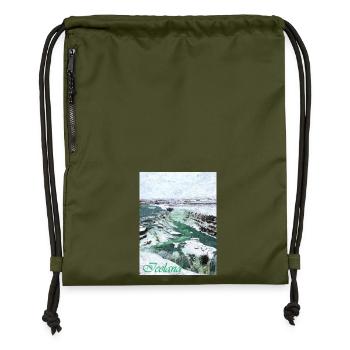 Cascades gelées en Islande - Sac à cordon en polyester recyclé - military green - Devant
