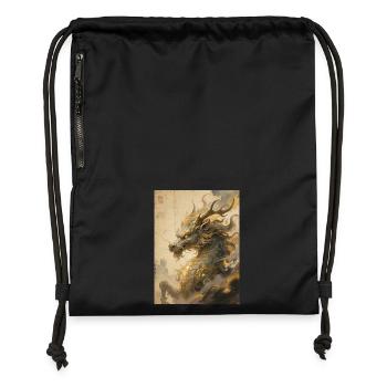 Der himmlische Schritt: Qilin – Göttliche Gnade - Turnbeutel aus Recycling-Material - Schwarz - Vorne