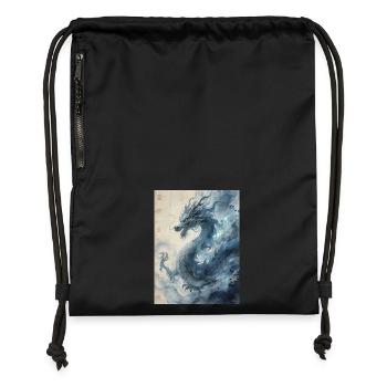 Die Sternennacht: Blauer Drache – Aether - Turnbeutel aus Recycling-Material - Schwarz - Vorne