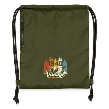 Birthday Gift Born in December 1940 - Gymsac made from recycled material - military green - Front