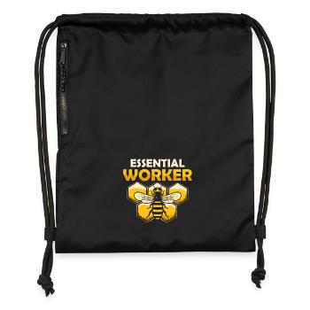 Essential Worker Beekeeping ApiaristBeekeeper - Gymsac made from recycled material - black - Front