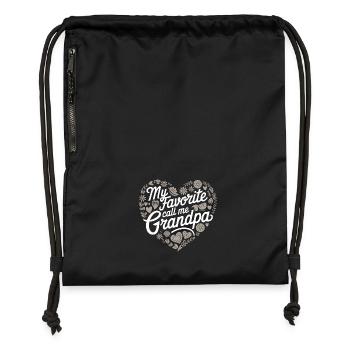 Papy Grand-père Famille Fête des pères - Sac à cordon en polyester recyclé - noir - Devant