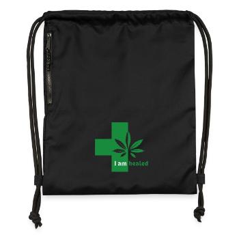 Cannabis Medicine Cure - Gymsac made from recycled material - black - Front