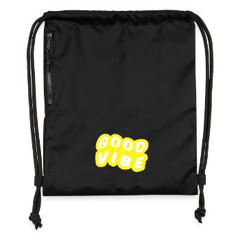 Bonne Vibe Grafique Jaune - Sac à cordon en polyester recyclé - noir - Devant