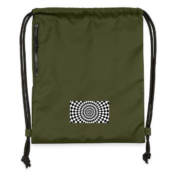 Optical Vortex Checker Illusion - Gymsac made from recycled material - military green - Front
