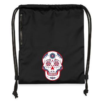Sugar Skull / Totenkopf - Turnbeutel aus Recycling-Material - Schwarz - Vorne