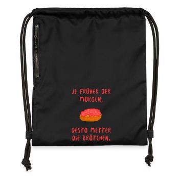 Mett Spruch Brötchen lustig witzig dumm - Turnbeutel aus Recycling-Material - Schwarz - Vorne