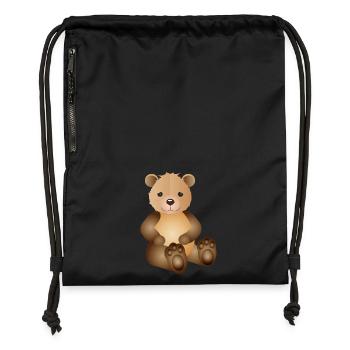 zuckersüßer goldiger Bär als tierischer Begleiter - Turnbeutel aus Recycling-Material - Schwarz - Vorne
