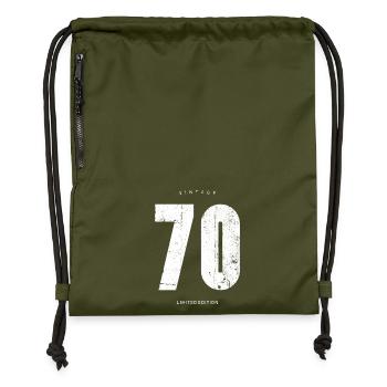 70s Vintage Bold Typography - Gymsac made from recycled material - military green - Front