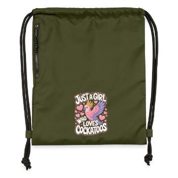 Kakadu Papagei Mädchen Spruch - Turnbeutel aus Recycling-Material - military Green - Vorne