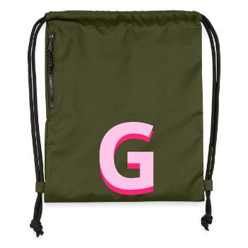 Letter g pink pop and modern - Gymsac made from recycled material - military green - Front