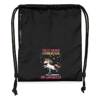 Rollschuh Einhorn - Turnbeutel aus Recycling-Material - Schwarz - Vorne