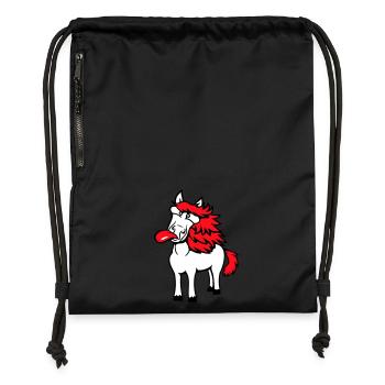 Horse Crazy Tongue Sticking Out Funny Silly - Gymsac made from recycled material - black - Front