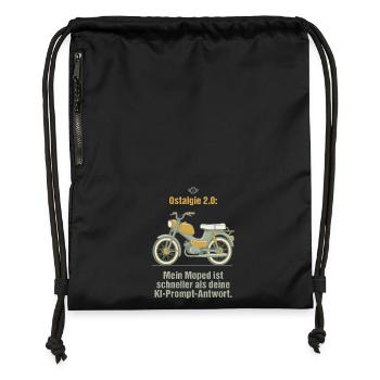 Ostalgie Moped. KI Prompt Spruch - Turnbeutel aus Recycling-Material - Schwarz - Vorne