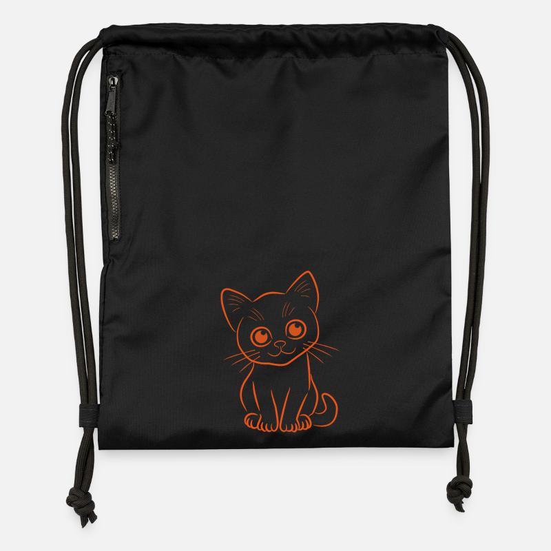 Kitten in orange - Gymsac made from recycled material - black
