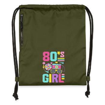 Retour rétro au design vintage des années 80 - Sac à cordon en polyester recyclé - military green - Devant