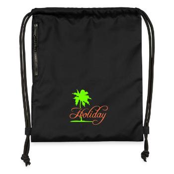 Holiday Palme Text Spruch Urlaub Erholen Reisen - Turnbeutel aus Recycling-Material - Schwarz - Vorne