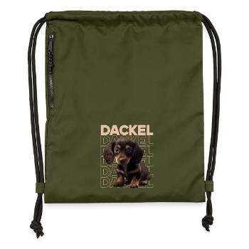 Rauhaardackel Dachshund Hund Hunde Welpe Dackel - Turnbeutel aus Recycling-Material - military Green - Vorne