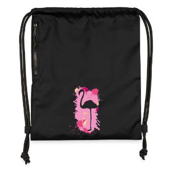 Flamingo - Turnbeutel aus Recycling-Material - Schwarz - Vorne