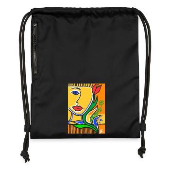 EC Tulipe I Fleurs I Femme I Hollande I Vacances I - Sac à cordon en polyester recyclé - noir - Devant