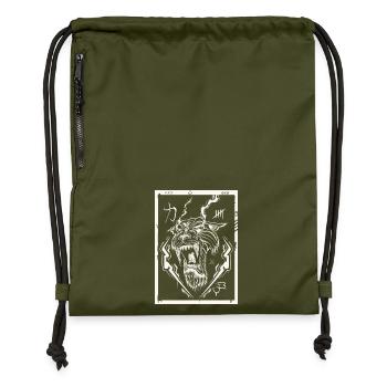 Tiger white - Gymsac made from recycled material - military green - Front