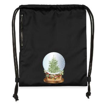 belle boule à neige nostalgique avec sapin de Noël - Sac à cordon en polyester recyclé - military green - Devant