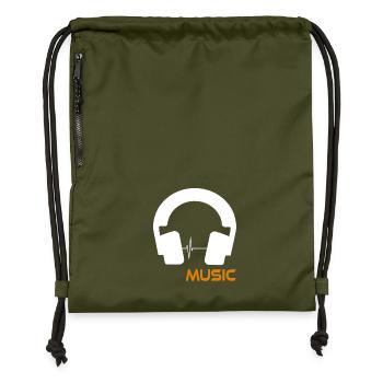Musikwellen-Headset-Logo - Turnbeutel aus Recycling-Material - military Green - Vorne
