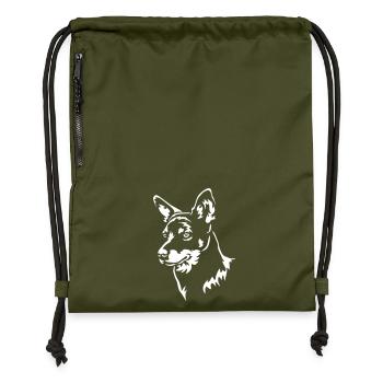 Lancashire Heeler Head "Black Edition" - Gymsac made from recycled material - military green - Front