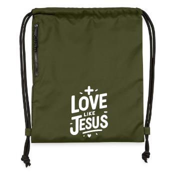 Love is Jesus - Gymsac made from recycled material - military green - Front
