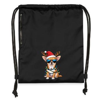 Christmas Chihuahua - Gymsac made from recycled material - black - Front