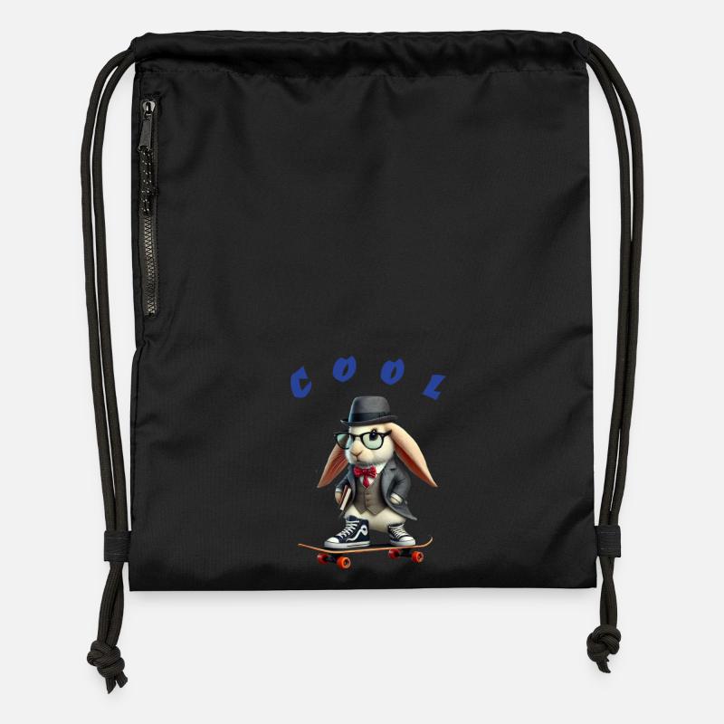 Cool rabbit - Gymsac made from recycled material - black