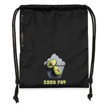 Avocado Print with Whimsical Cupcake Motif - Gymsac made from recycled material - black - Front