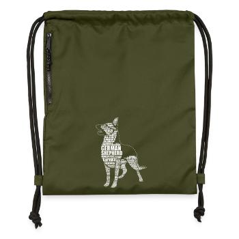 Typografie des Deutschen Schäferhundes - Wortkunst - Turnbeutel aus Recycling-Material - military Green - Vorne