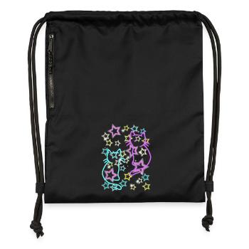 Années 80 Rétro Chats Enfants Filles Garçons - Sac à cordon en polyester recyclé - noir - Devant