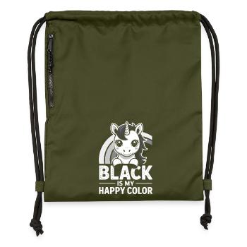 Licorne Noire Joyeuse Couleur - Sac à cordon en polyester recyclé - military green - Devant