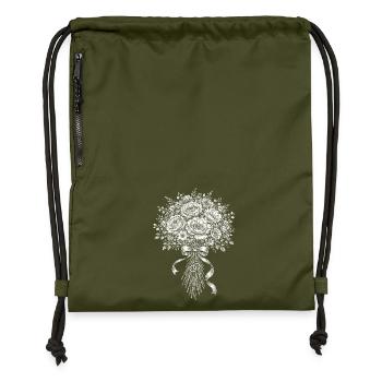 Brautstrauß - Turnbeutel aus Recycling-Material - military Green - Vorne