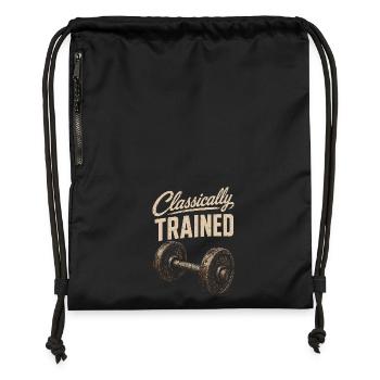 Klassisch Trainiert – Vintage Fitness-Design - Turnbeutel aus Recycling-Material - Schwarz - Vorne