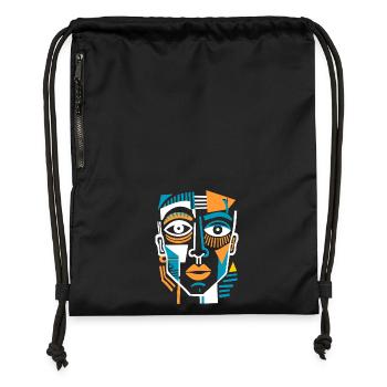 Colorful Cubist Face - Gymsac made from recycled material - military green - Front