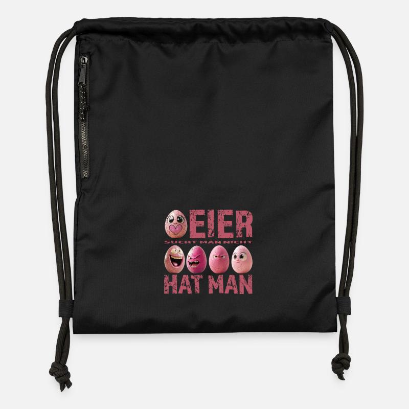 Eier sucht man nicht – Eier hat man – Pink Edition - Turnbeutel aus Recycling-Material - Schwarz