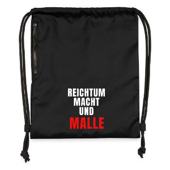 Reichtum Macht und Malle - Turnbeutel aus Recycling-Material - Schwarz - Vorne