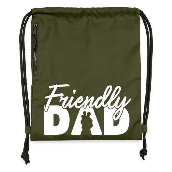Friendly Dad Silhouette Fatherhood Art - Gymsac made from recycled material - military green - Front