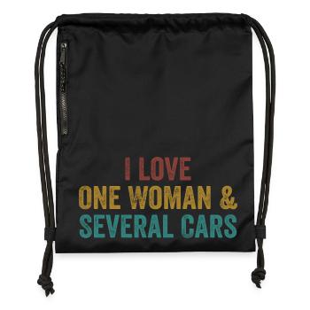 Une Femme et Plusieurs Voitures : Humour Auto - Sac à cordon en polyester recyclé - noir - Devant