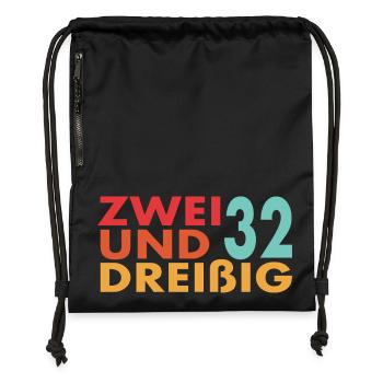 32. Geburtstag Geschenkidee - Turnbeutel aus Recycling-Material - Schwarz - Vorne
