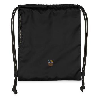 Kokosnuss bestickt - Turnbeutel aus Recycling-Material - Schwarz - Vorne