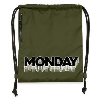 Monday Echo Neon Typography - Gymsac made from recycled material - military green - Front