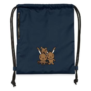 3 Lapins Famille Enfants Parents Trois Frères et sœurs Mignon - Sac à cordon en polyester recyclé - bleu marine - Devant