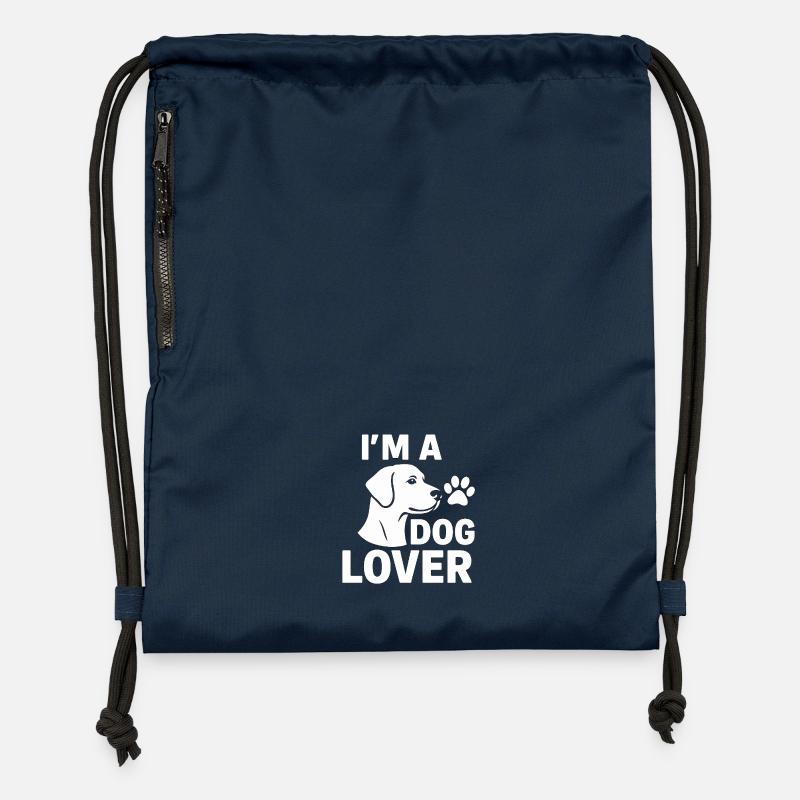 Je suis un amoureux 🐾 des chiens - Sac à cordon en polyester recyclé - bleu marine