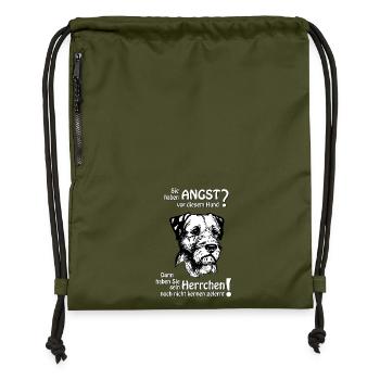 Afraid of Border Terriers? Master - Gymsac made from recycled material - military green - Front